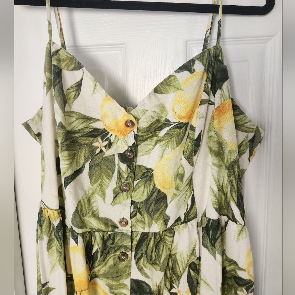 H&M White Sundress with Green Leaf and Yellow Lemon Print - Picture 5 of 10